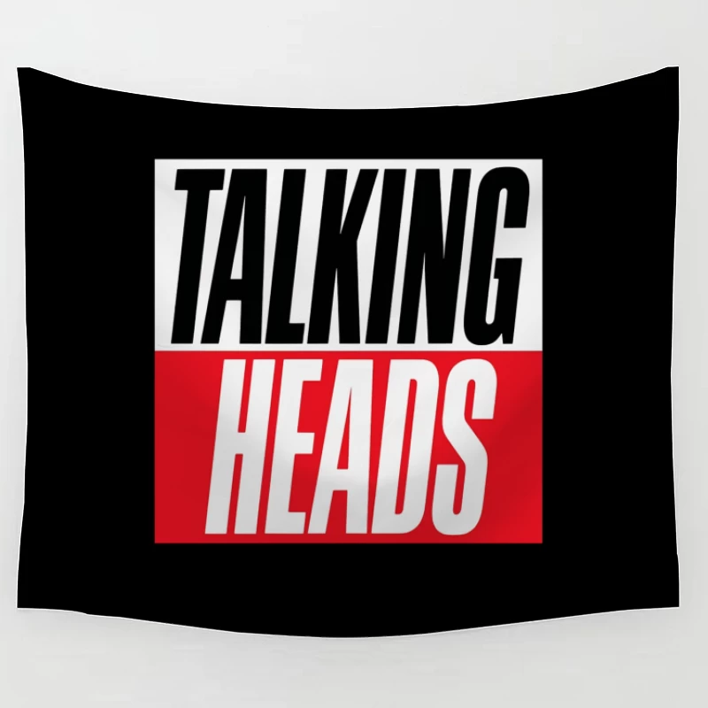 Talking Heads Classic Band Logo Design in Black and Red Typography Tapestry