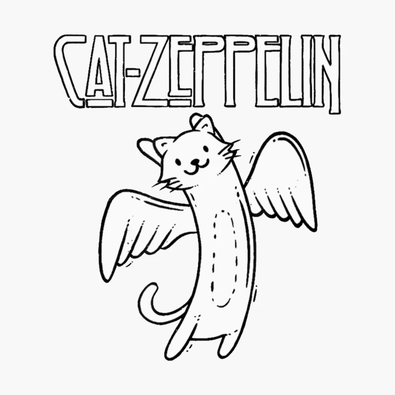 Flying Cat Zeppelin Logo - Musical Band Cartoon Cotton Tote Bag