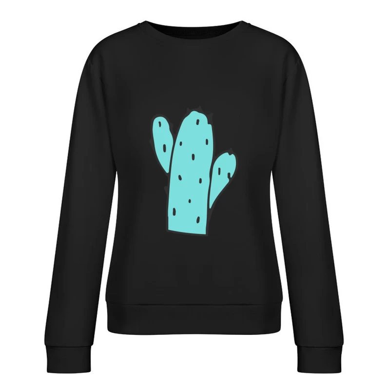 Cactus stylisé bleu Femme Sweat-shirt à enfiler