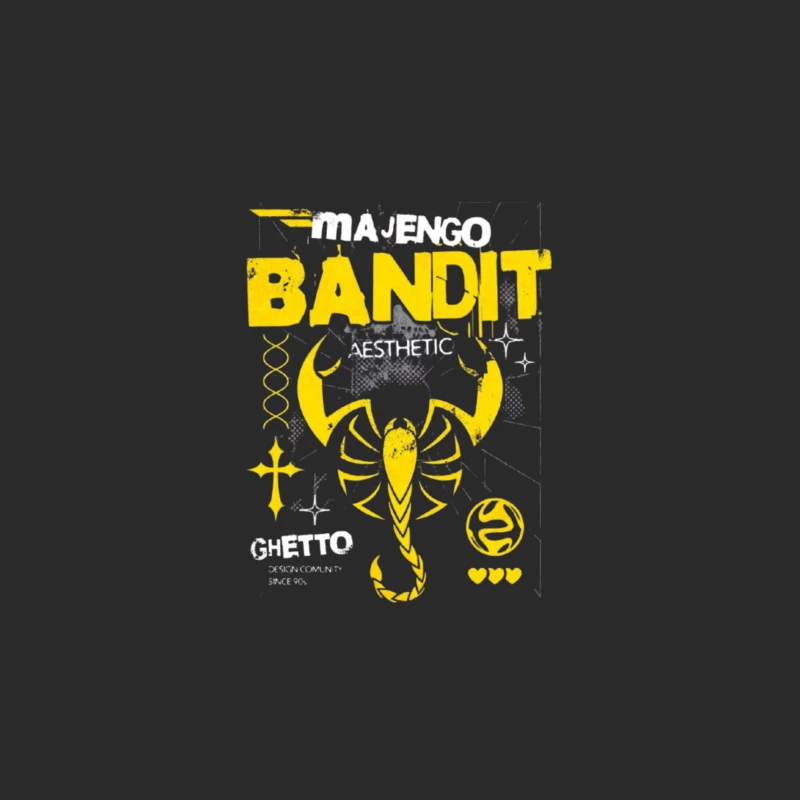 Yellow Bandit Scorpion Grunge Logo Design Baseball Cap