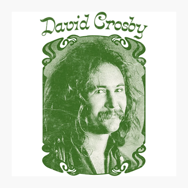Vintage Green-Tinted Portrait of Folk Rock Musician David Crosby Pin