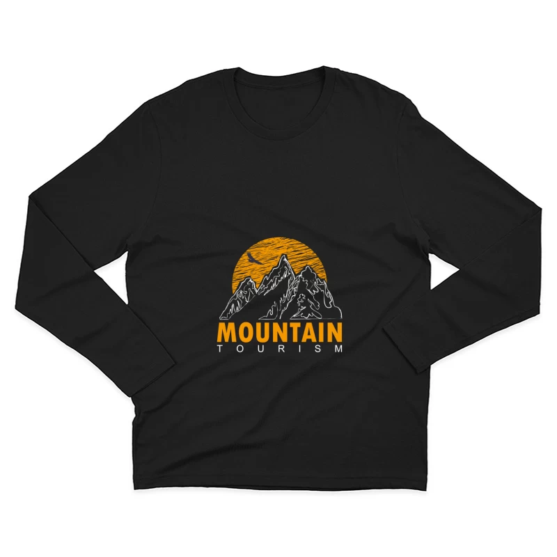 Berg Tourismus Logo mit Sonnenuntergang Herren Langarm T-Shirt