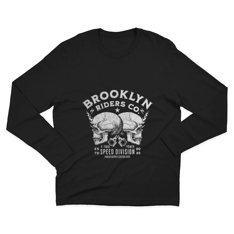 Design de Crâne Brooklyn Riders Homme Manches Longues T-Shirt