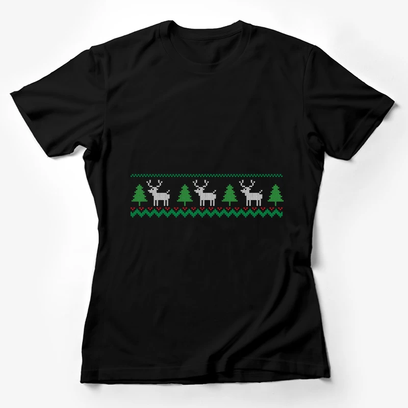 Motif de Noël avec rennes et sapins Femme T-Shirt