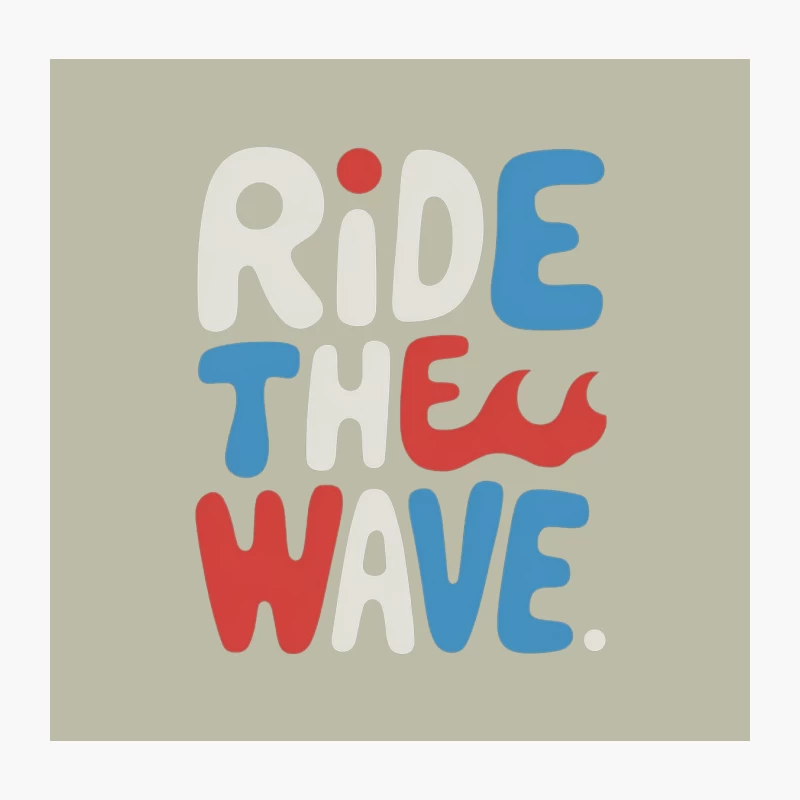 Retro Typography Wave Ride Motivational Design Throw Pillow