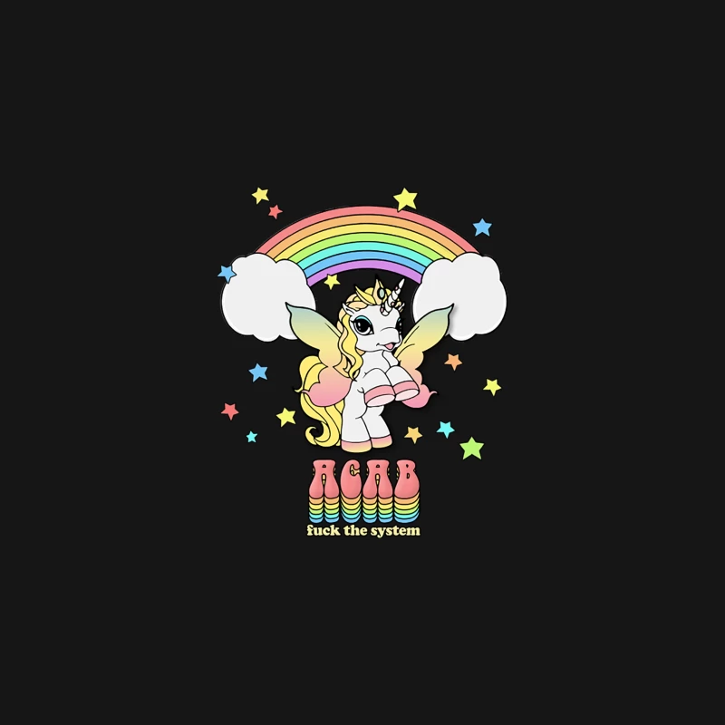 Cute Cartoon Unicorn with Rainbow and Anti-Establishment Message Desk Mat