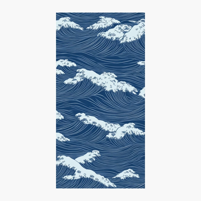 Stylized Ocean Waves in Japanese Art Pattern iPhone Case