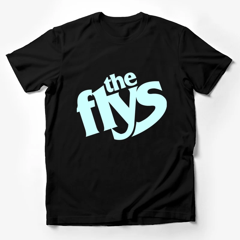 The Flys Band Logo in Light Blue Typography Male T-Shirt