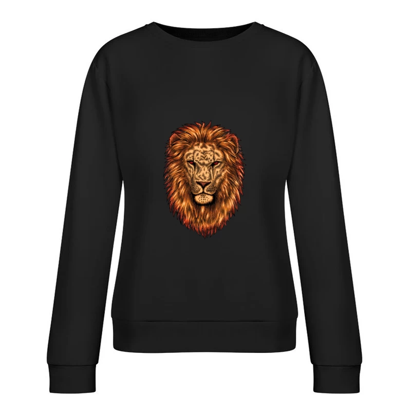 Majestätisches Löwenporträt mit feurigem Blick Damen Pullover Sweatshirt