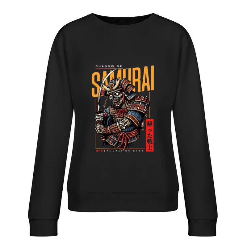 Undead Samurai Warrior in Traditional Armor - Japanese Digital Art Female Pullover Sweatshirt