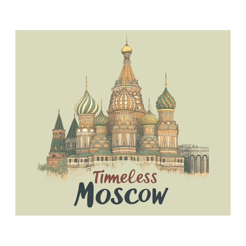 Timeless Moscow: Iconic St. Basil's Cathedral Illustration Tapestry
