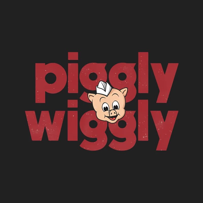 Vintage Piggly Wiggly Supermarket Logo with Cartoon Pig Bucket Hat