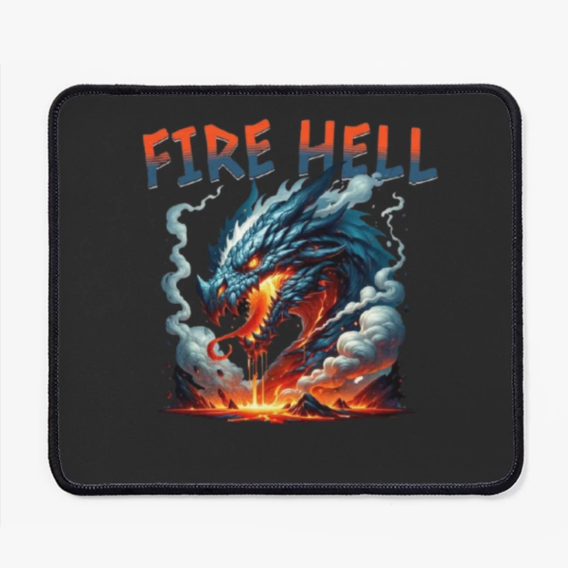 Fire Hell Dragon with Glowing Flames Mouse Pad