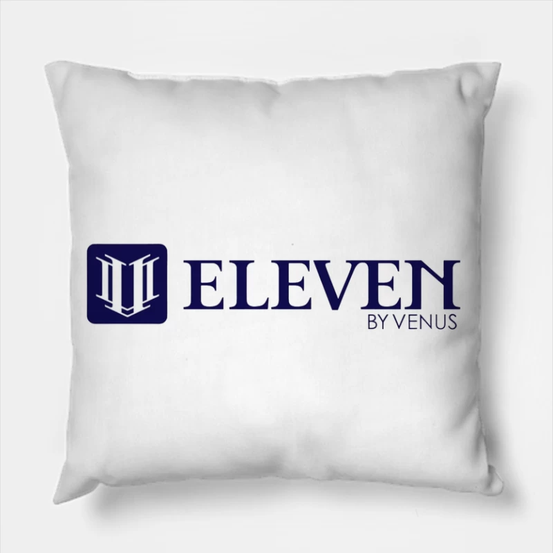 Modern Navy Blue Eleven by Venus Logo Design Throw Pillow