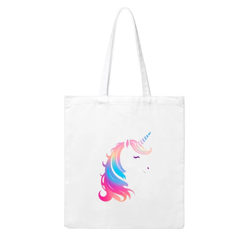 Rainbow Pastel Unicorn Silhouette Cotton Tote Bag