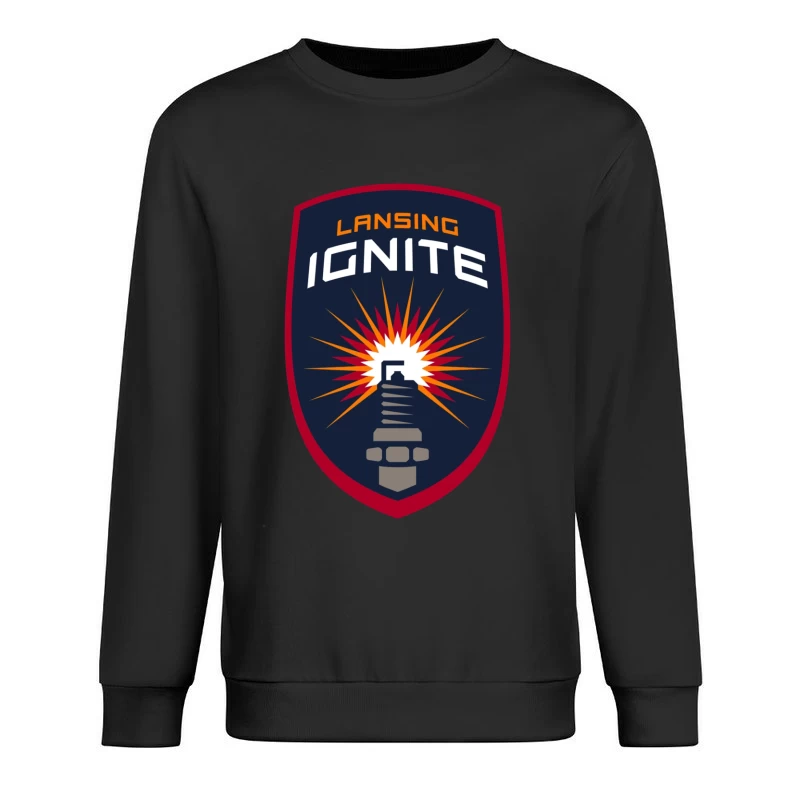 Lansing Ignite Soccer Team Shield Logo with Lighthouse Emblem Male Pullover Sweatshirt