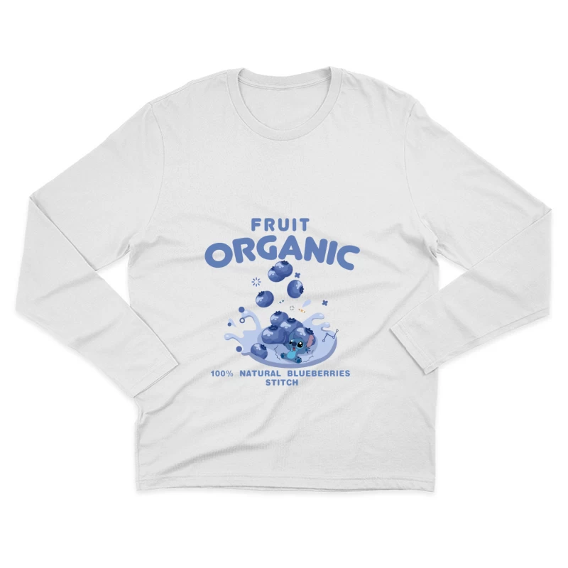 Organische Blaubeeren mit Stitch Herren Langarm T-Shirt