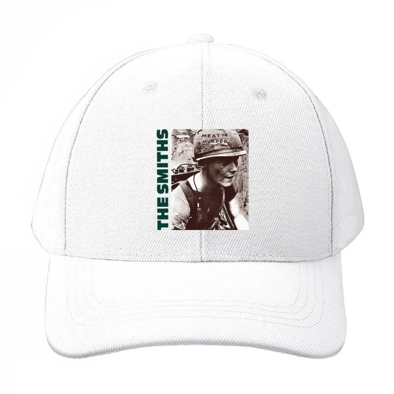 Vintage Activist Portrait with "Meat is Murder" Helmet Baseball Cap