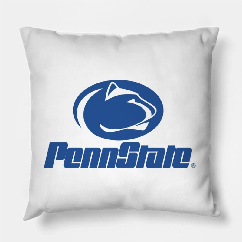 Penn State Nittany Lions Athletic Logo in Blue and White Throw Pillow