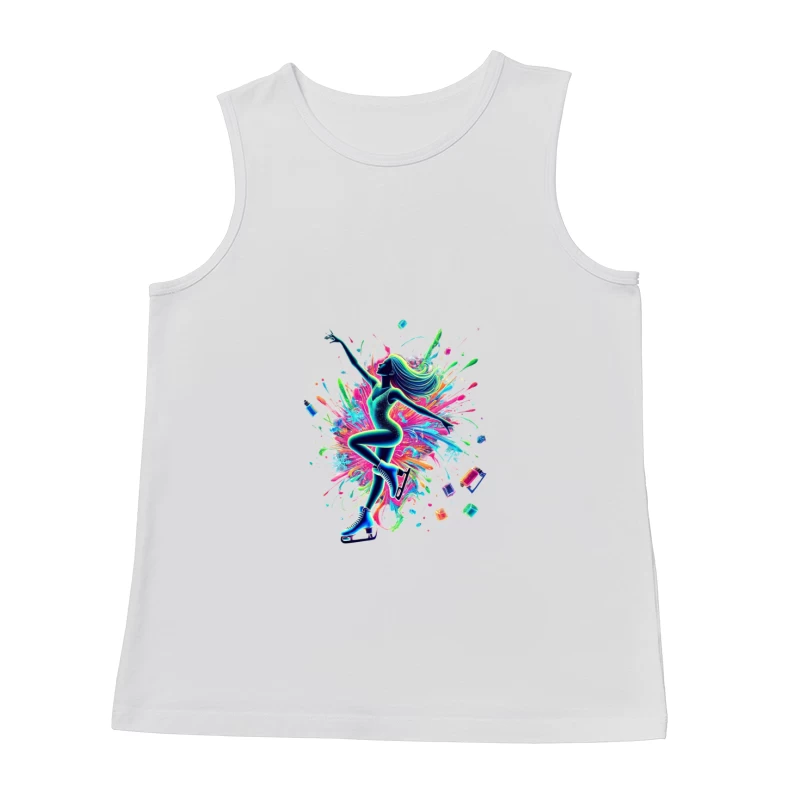 Vibrant Figure Skater in Neon Splash Motion Male Tank Top