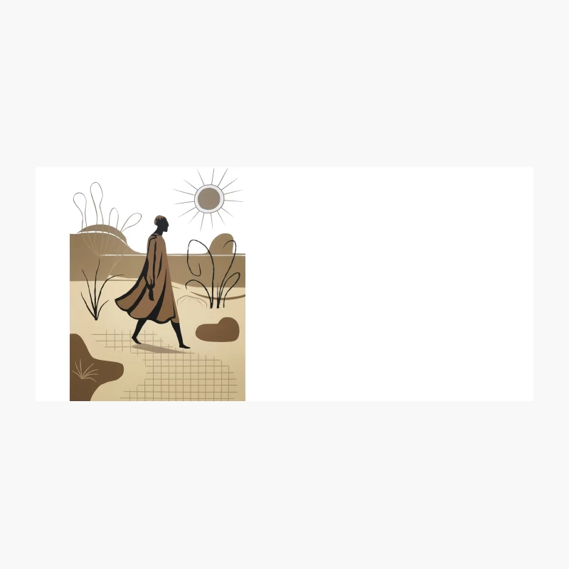 Minimalist Abstract Landscape with Walking Figure Coffee Mug