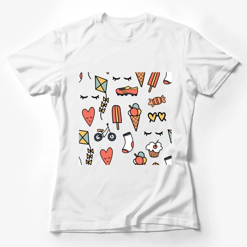 Motifs ludiques colorés sur fond noir Femme T-Shirt