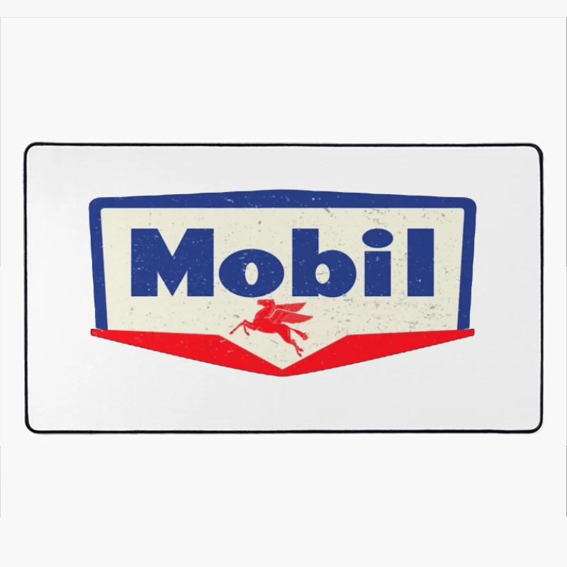 Vintage Mobil Oil Company Logo with Red Pegasus Desk Mat