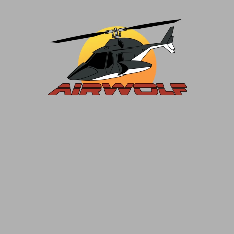 Airwolf Helicopter Logo with Sunset Background Male Tank Top