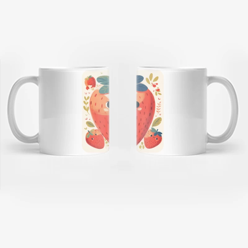 Adorable Kawaii Strawberry Family Illustration Coffee Mug