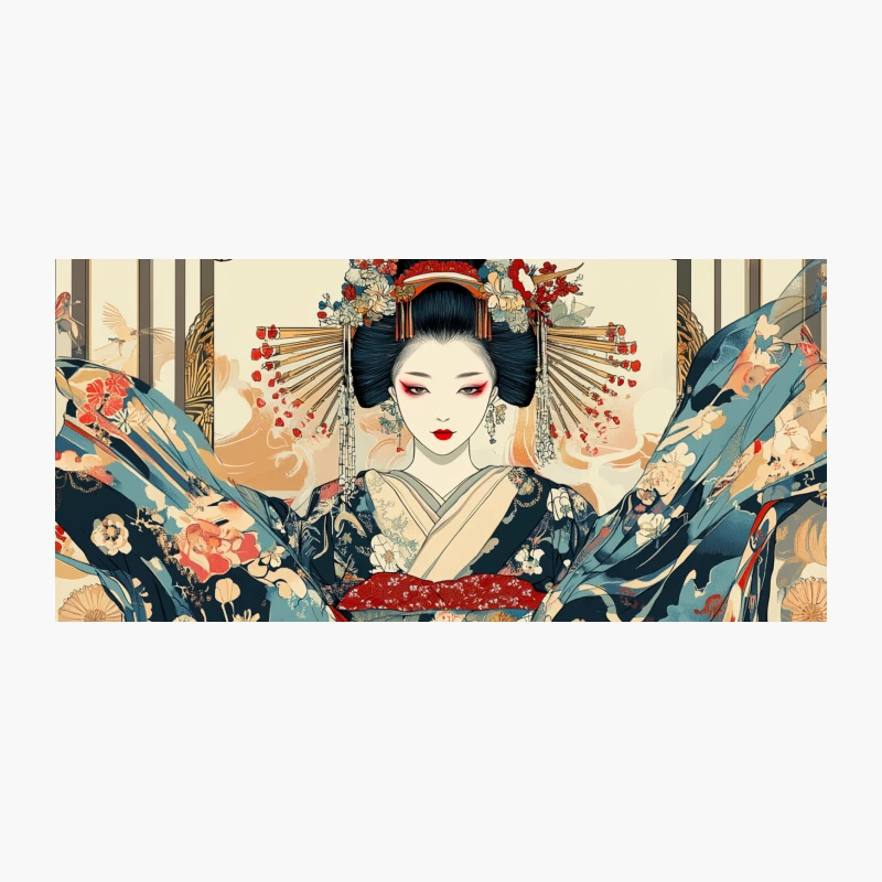 Ornate Geisha Portrait in Traditional Japanese Art Style Coffee Mug