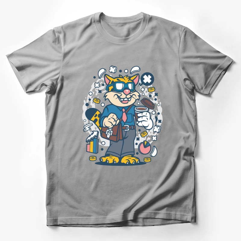 Chat d'affaires énergique tenant un café Homme T-Shirt