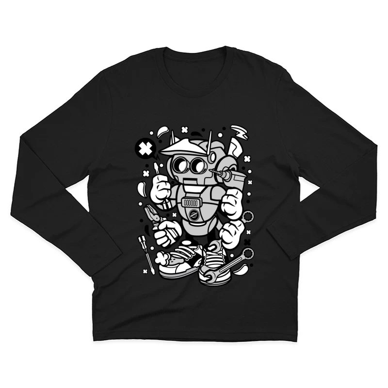Robot bricoleur avec outils Homme Manches Longues T-Shirt