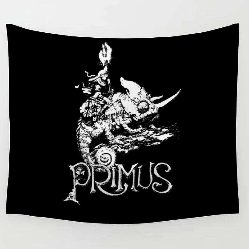 Abstract Swirling Typography: Primus Logo Design Tapestry