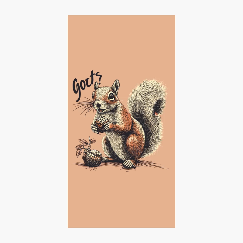 Artistic Squirrel Illustration with Pinecone and Text iPhone Case