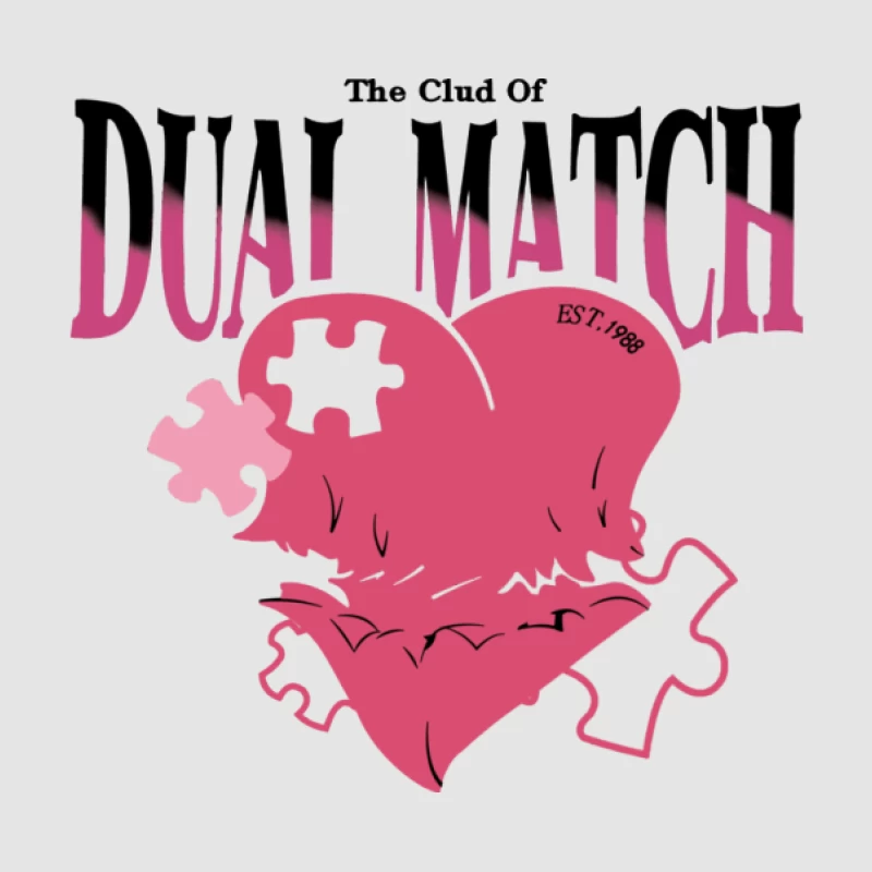 Doppelmatch-Logo mit Herzpuzzlestücken Herren Pullover Hoodie
