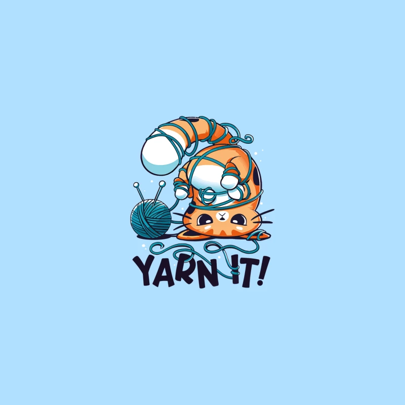 Yarn It! Whimsical Cat Illustration Travel Mug