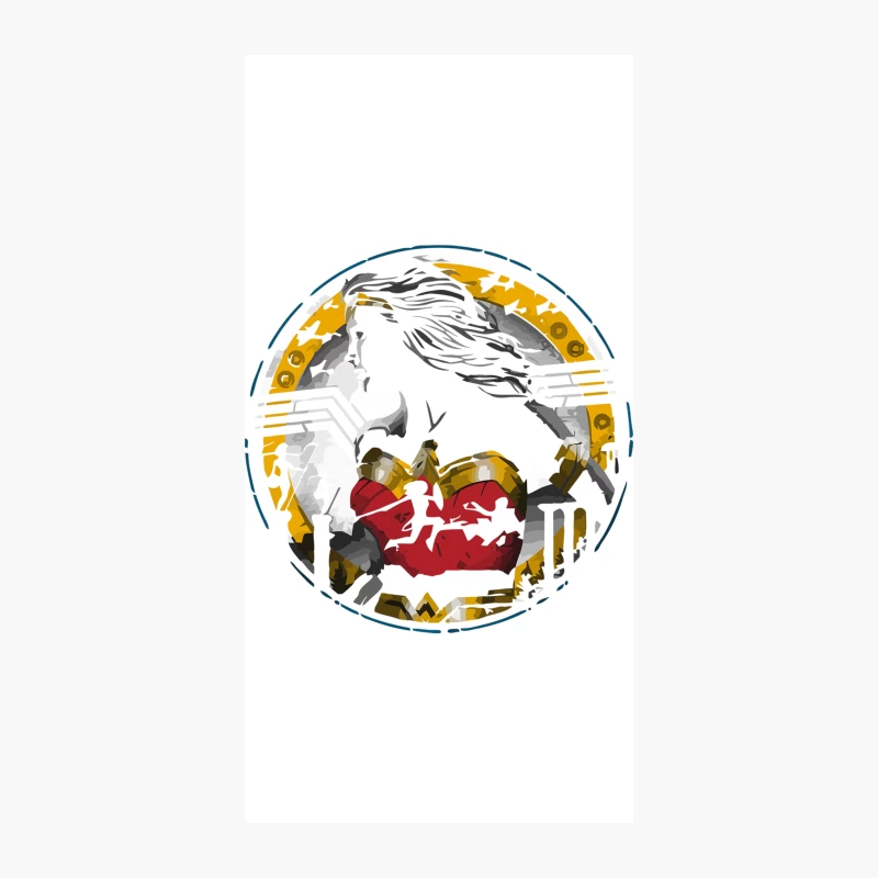 Mythological Horse Logo with Abstract Heart Design iPhone Case