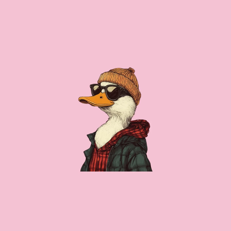Hipster Duck in Winter Attire Bucket Hat