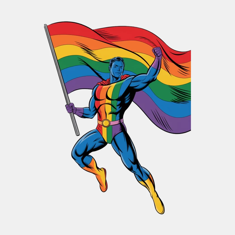 LGBTQ Superhero Soars with Rainbow Pride Flag Male Tank Top