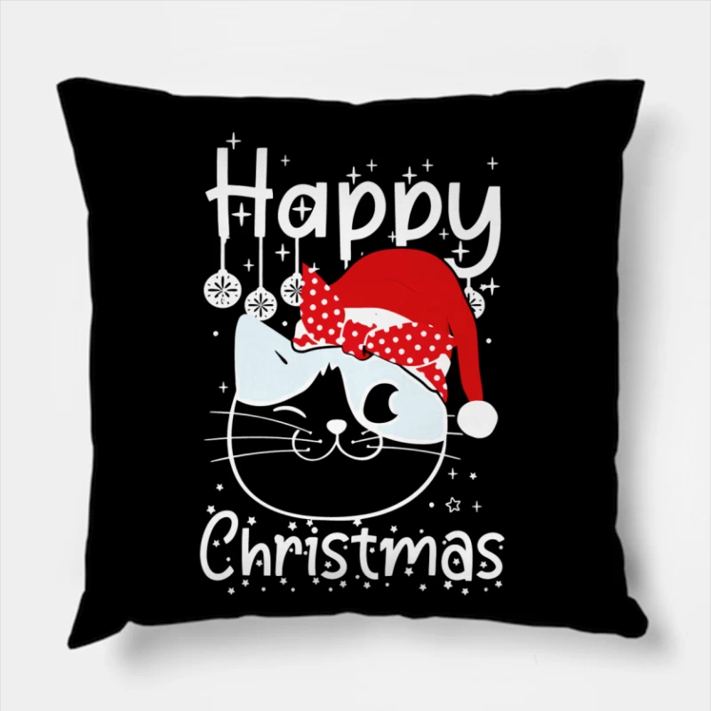 The Festive Feline Cheer Throw Pillow