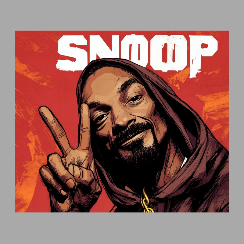 Illustrated Portrait of Hip-Hop Artist Making Peace Sign Male Pullover Hoodie