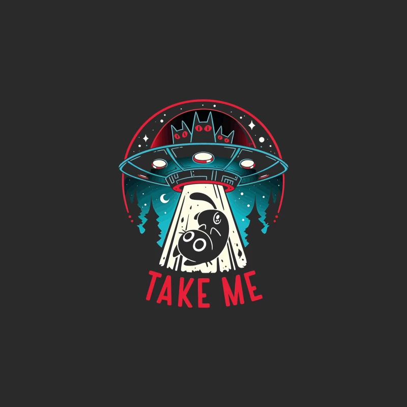 Take Me – UFO & Cat Abduction Whimsy Baseball Cap