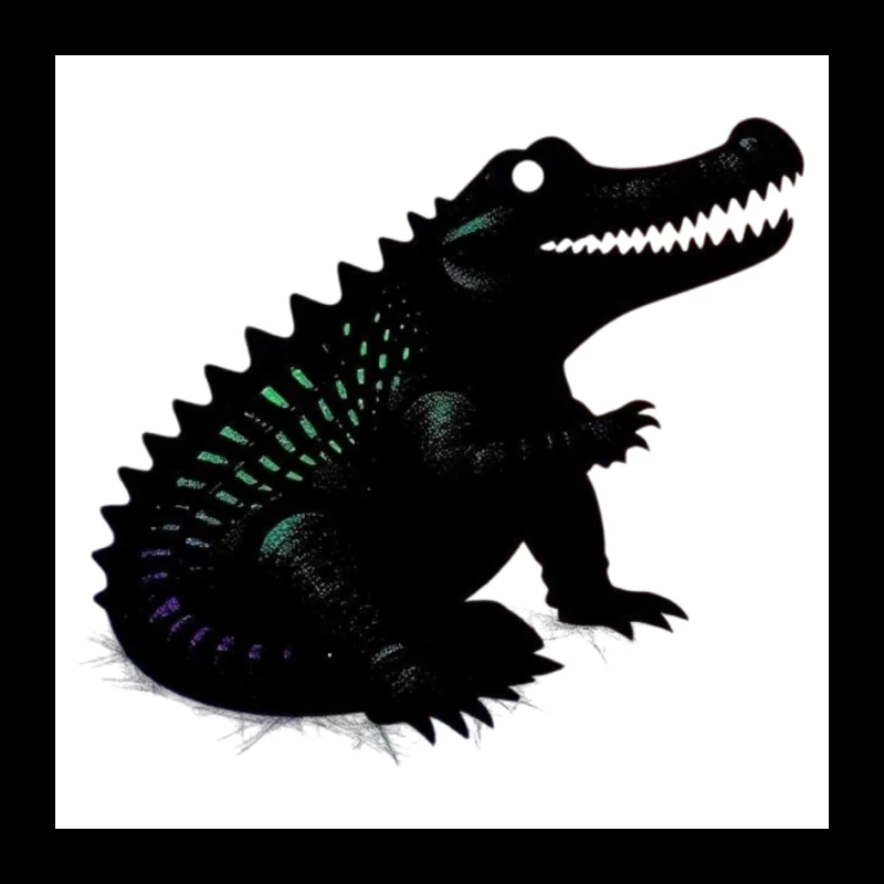 Cute Black Alligator Silhouette with Iridescent Details Pin