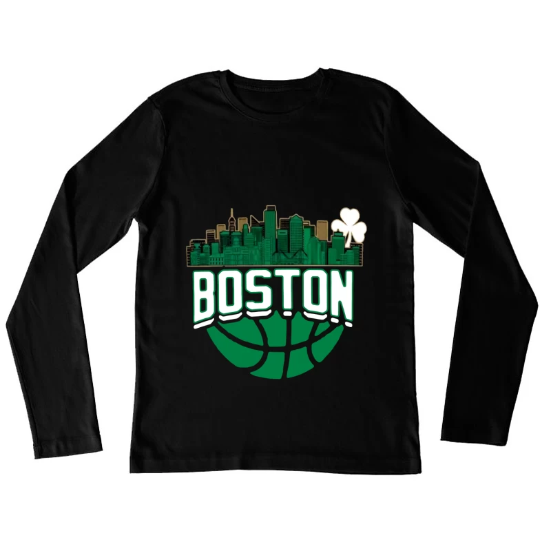 Boston Skyline Basketball Design Damen Langarm T-Shirt