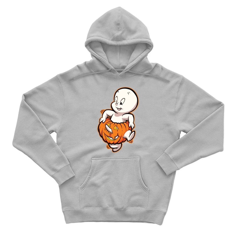 Casper the Friendly Ghost in a Pumpkin Costume Male Pullover Hoodie