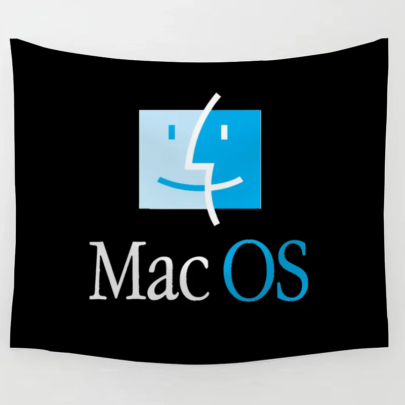 MacOS Operating System Logo in Blue and White Tapestry