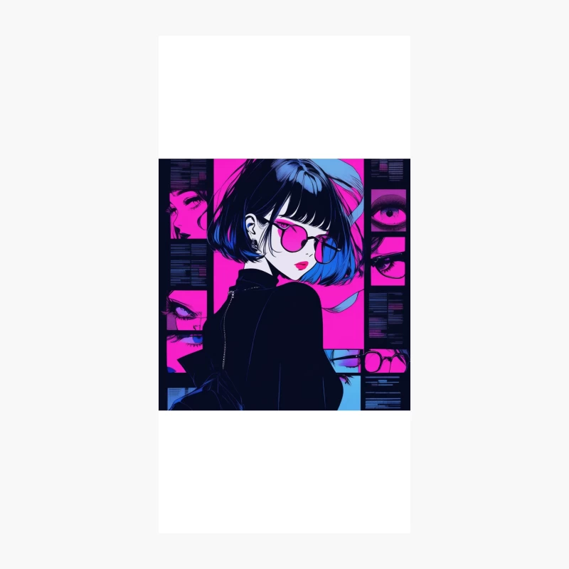 Cyberpunk Anime Girl in Neon-Lit Retro Futuristic Style iPhone Case