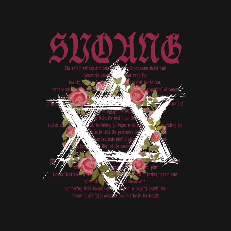 Floral Typographic Art with Jewish Symbol Male Long Sleeve T-Shirt