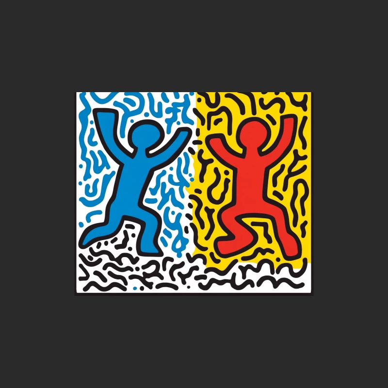 Keith Haring-Inspired Pop Art: Vibrant Dancing Figures Baseball Cap
