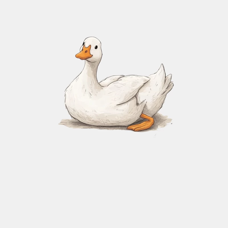 Cute Illustrated White Duck: A Charming Waterfowl Drawing Male Tank Top